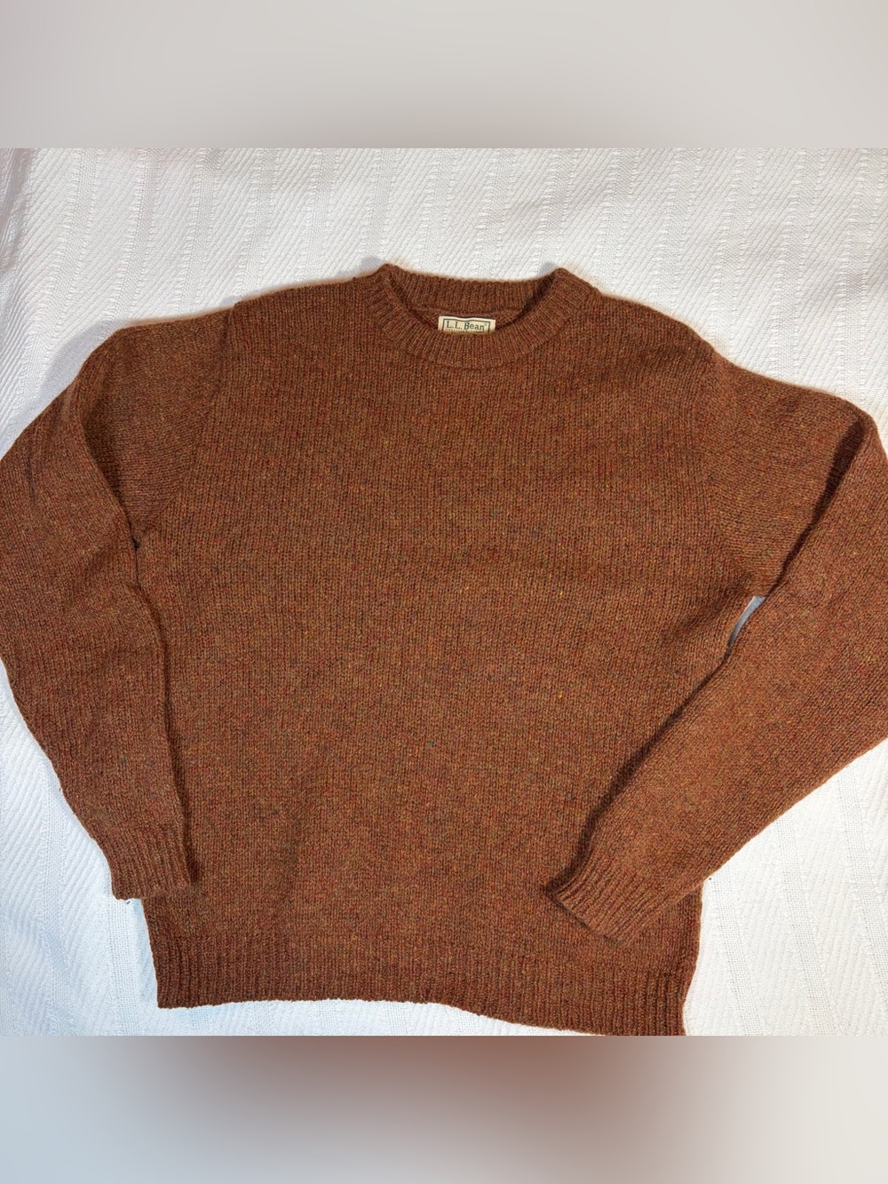 Vintage LL Bean Women’s Sweater Medium Wool Blend Brown/Orange Marled Knit 80s